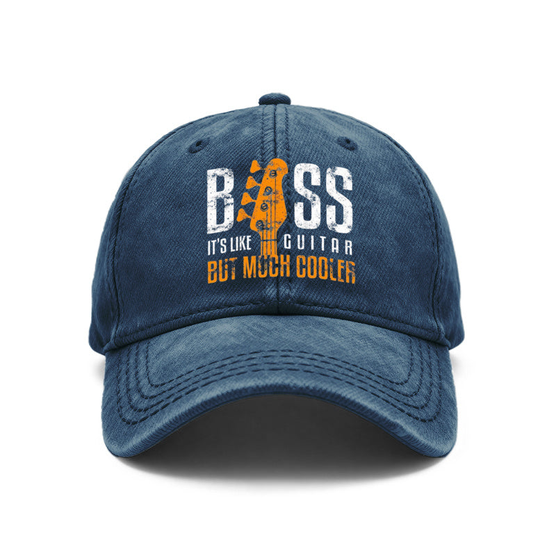 1pc Retro Distressed Unisex Baseball Caps, Bass Guitar It'S Similar to Guitar But Way Cooler Design Print, Adjustable, Ideal for Outdoor Activities And Casual Attire, Gifts for Both Men And Women, Friends