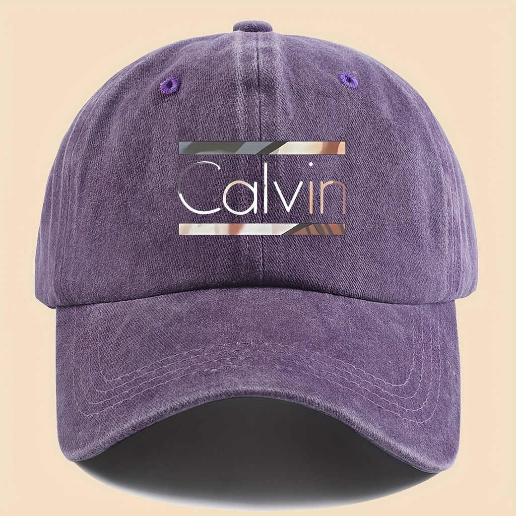 1pc 'Calvin Graphic Washed Baseball Cap - Unisex Streetwear Soft Hat, Suitable for Outdoor Adventures, Breathable Casual Sports Design, a Fashionable Accessory for All Seasons, Perfect Gift for Cycling, Fishing, And Hiking.'