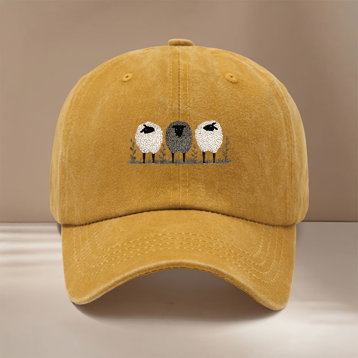 This Is a Baseball Cap with a Small Flock of Sheep Print, Suitable for All Seasons, with an Adjustable Size. It's a Unisex Hip-hop Hat, a Lightweight and Simple Snapback Cap for Outdoor Sports, Dinners, and Camping. It's a Trendy  Curved-brim Hat