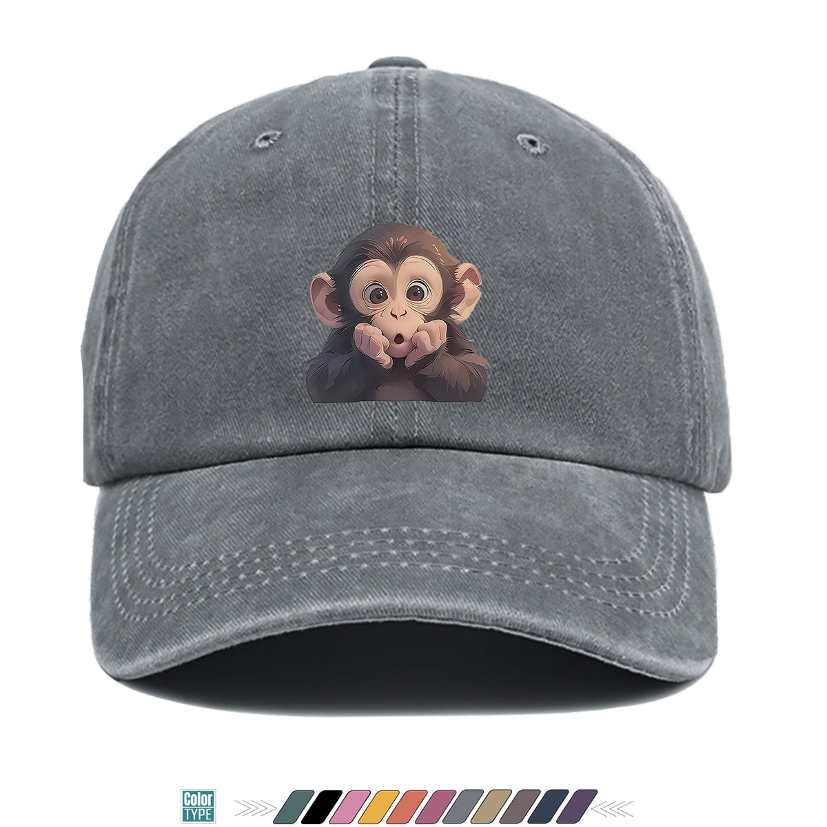 1pc Chimpanzee Print Baseball Cap Suitable for Men & Women, Adjustable Unisex Hat with Chimpanzee Face, Breathable for Streetwear, Hip-Hop, Music Festivals, Skateboarding - Trendy, Daily Commute & Outfits