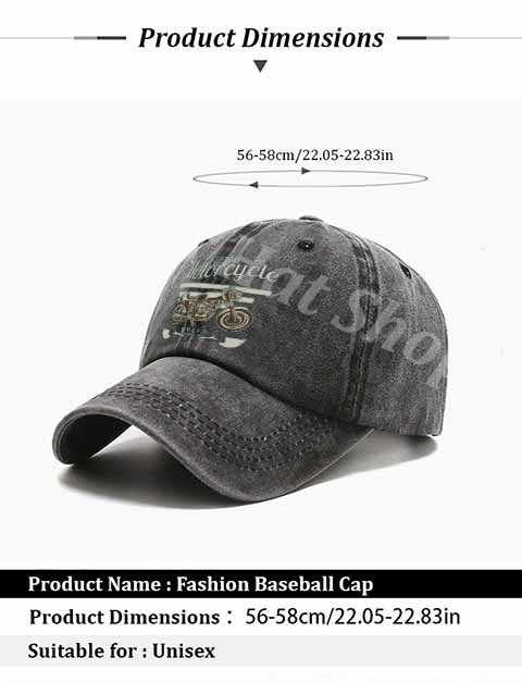 Vintage Motorcycle Design Baseball Cap - Retro Style Textile Fabric Hat with Iconic Motorcycle Graphics, Hand Washable Outdoor Casual Cap for Motorcycle Riding & Weekend Getaways ()