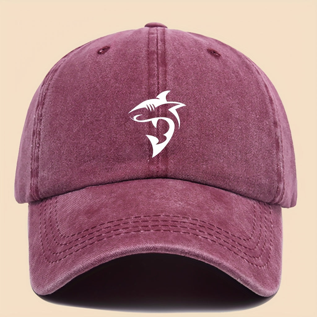 1 Unisex Ocean-themed Baseball Cap with White Shark Print- Breathable and Adjustable Dad Hat, Suitable for Skateboarding, Hiking, and Fishing| Fashionable Outdoor Accessories for Couples, Perfect Gift for Birthdays, Christmas, Halloween, Thanksgiving
