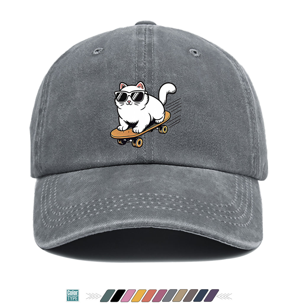 1pc 1pcs White Cat with Fashion Glasses Trucker Hat - Adjustable Unisex Cap Suitable for Skateboarding, Streetwear, Music Festivals, Summer Sun, Breathable Visor, Trendy Gift for &, Birthday Present for Skateboarders