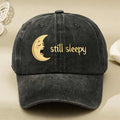 Still Sleepy Moon Embroidered Dad Hat for Men & Women - Vintage Baseball Cap with Embroidered, Adjustable Pull String Closure, Machine Washable Suitable for Casual Streetwear, Gifts, Casual Attire