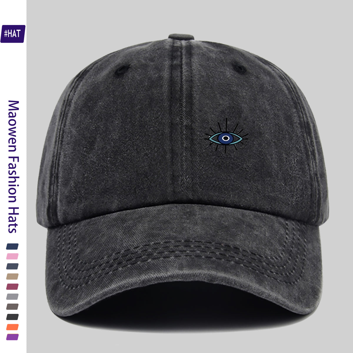 1pc Vintage Washed Distressed Trucker Dad Hat - Adjustable Snapback Baseball Cap with Fun Eye Print, Lightweight Breathable Suitable for Outdoor Fishing Hunting Driving, Unisex Gift for Men & Women, Machine Washable for and -the-