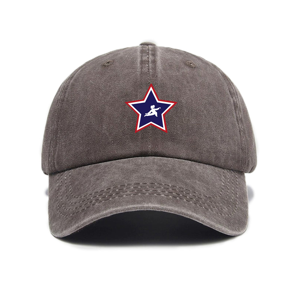 1 Washed Distressed Printed Baseball Cap for Adults, Versatile Five-Pointed Star Print Washed Distressed Soft Top Sun Baseball Cap, Unisex Fashion Baseball Cap