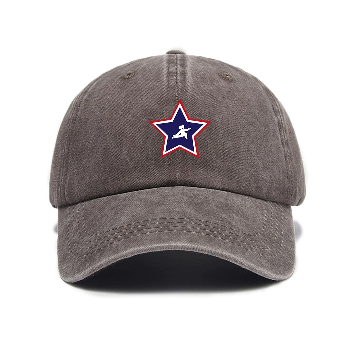 1 Washed Distressed Printed Baseball Cap for Adults, Versatile Five-Pointed Star Print Washed Distressed Soft Top Sun Baseball Cap, Unisex Fashion Baseball Cap
