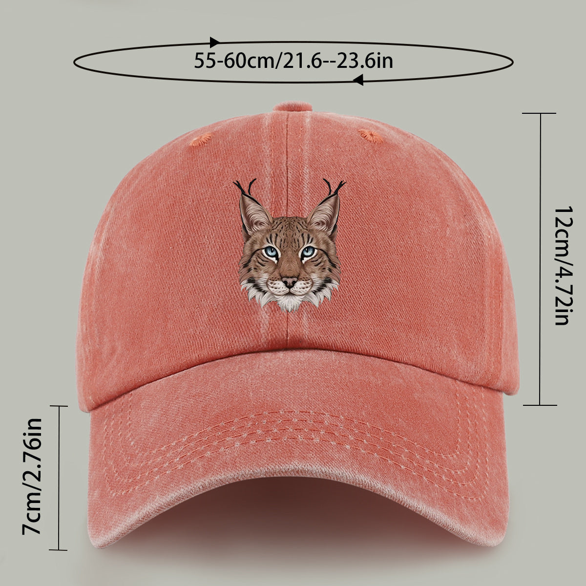 1pc Lynx Pattern Baseball Cap | Lightweight, Comfortable, Breathable, Adjustable Fit, Ideal for Beach Vacations, Casual Outdoor Activities, and Valentine's Day Gifts