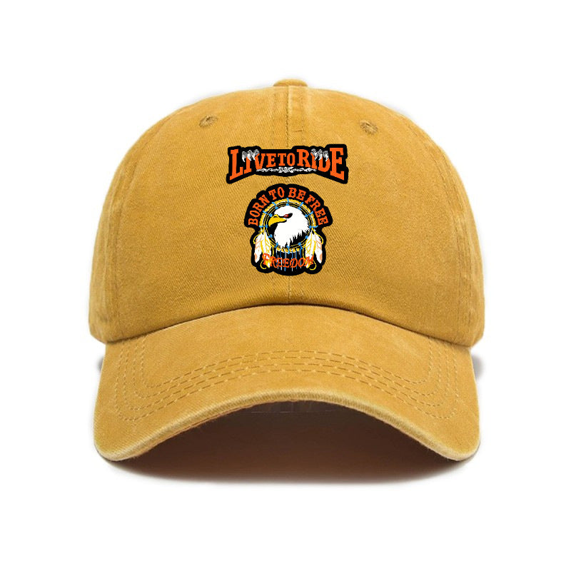 Fashionable and Versatile, This Printed Washed Distressed Soft-top Sun- Baseball Cap Is Designed for Cycling and Is Unisex