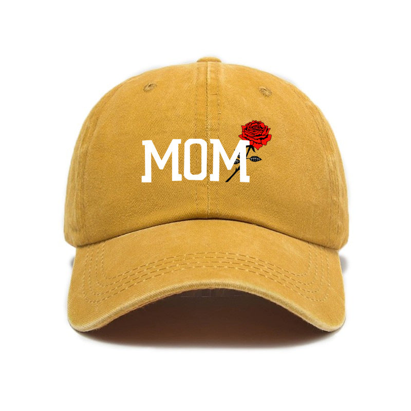 1 Top Water Washed Old Printed Baseball Cap Adult Casual Versatile Retro Old Style MOM Printed Water Washed Soft Top Baseball Cap Unisex Sun Hat