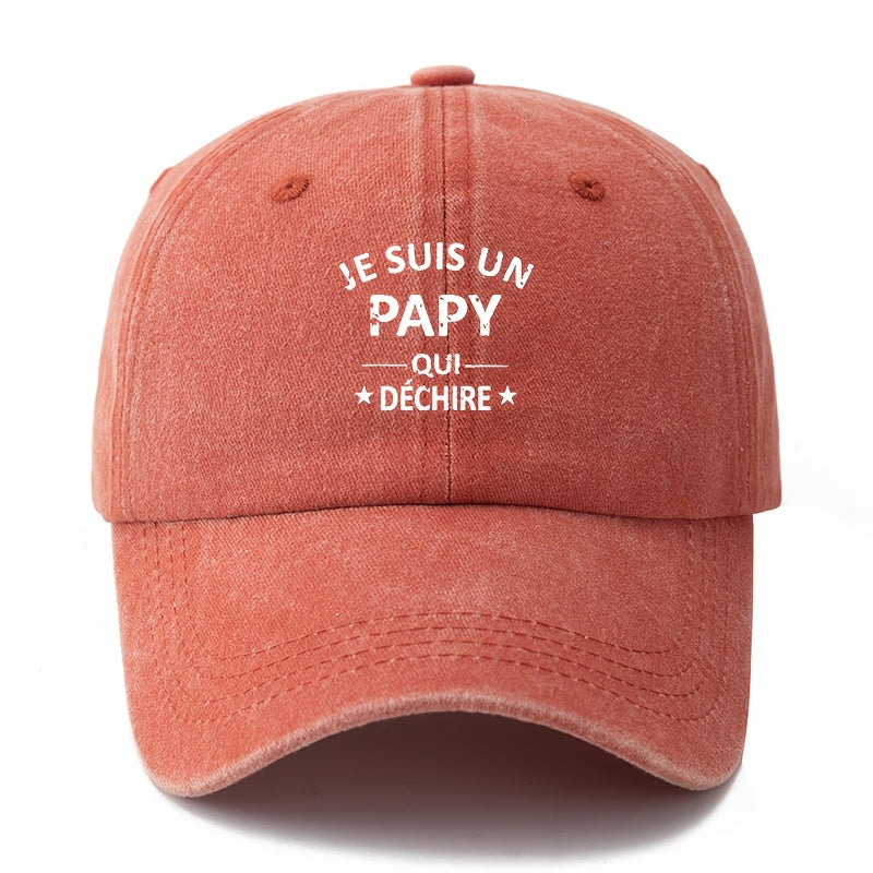 1 Unisex Fashion Versatile Printed Letter "JE SUIS UN PAPY" Baseball Cap | Classic Retro Lightweight Curved Brim, Ideal for Outdoor Travel, Camping, Casual Wear, and Festive Parties, Woven by MAKEFGE