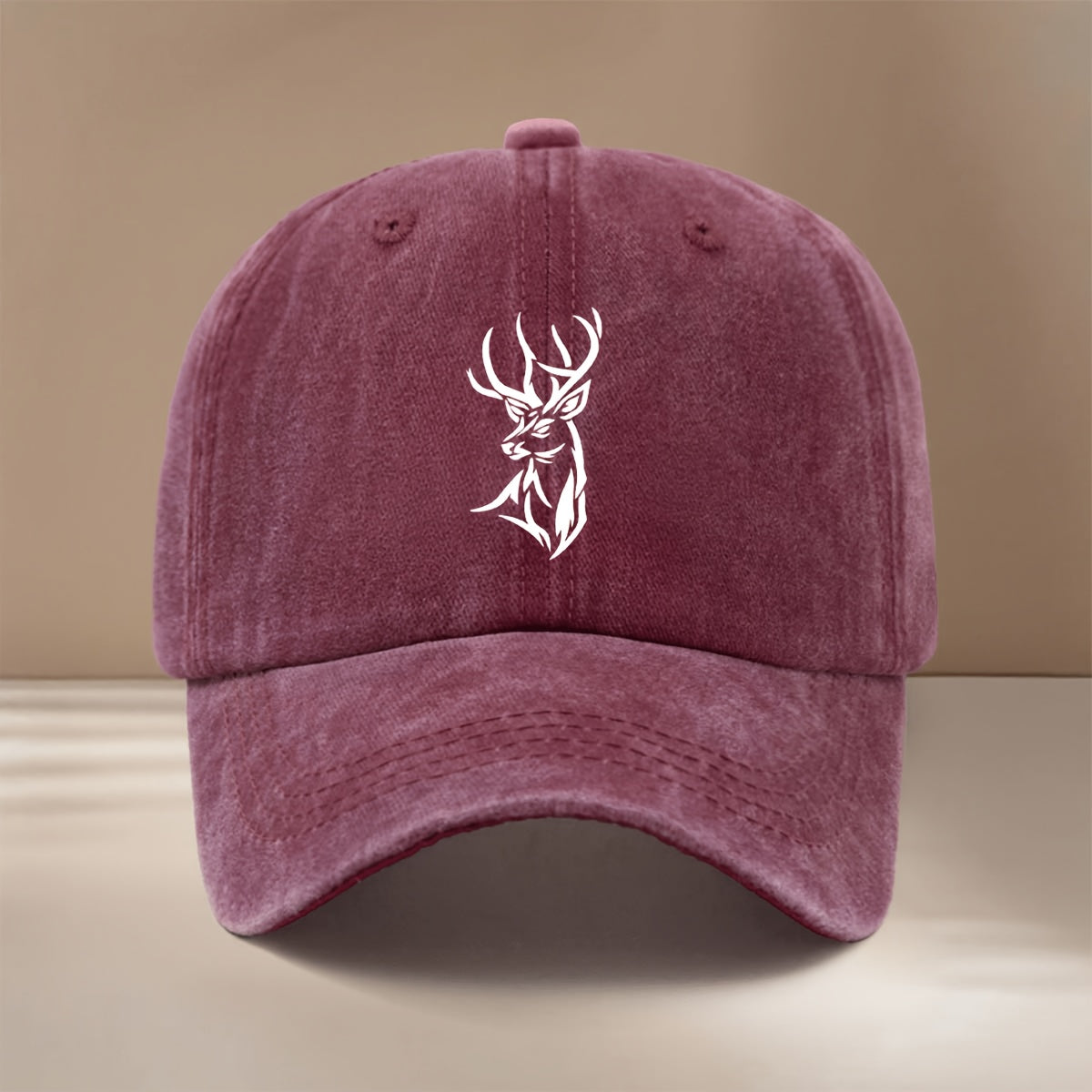 Baseball Cap with Deer Head Line Illustration Pattern, Comfortable And Lightweight, Curved Brim Makes Face Look Smaller, Hip-Hop Hat for Men And Women, Duck Tongue Hat, Suitable for Vacation Travel, Dinner Parties, Camping