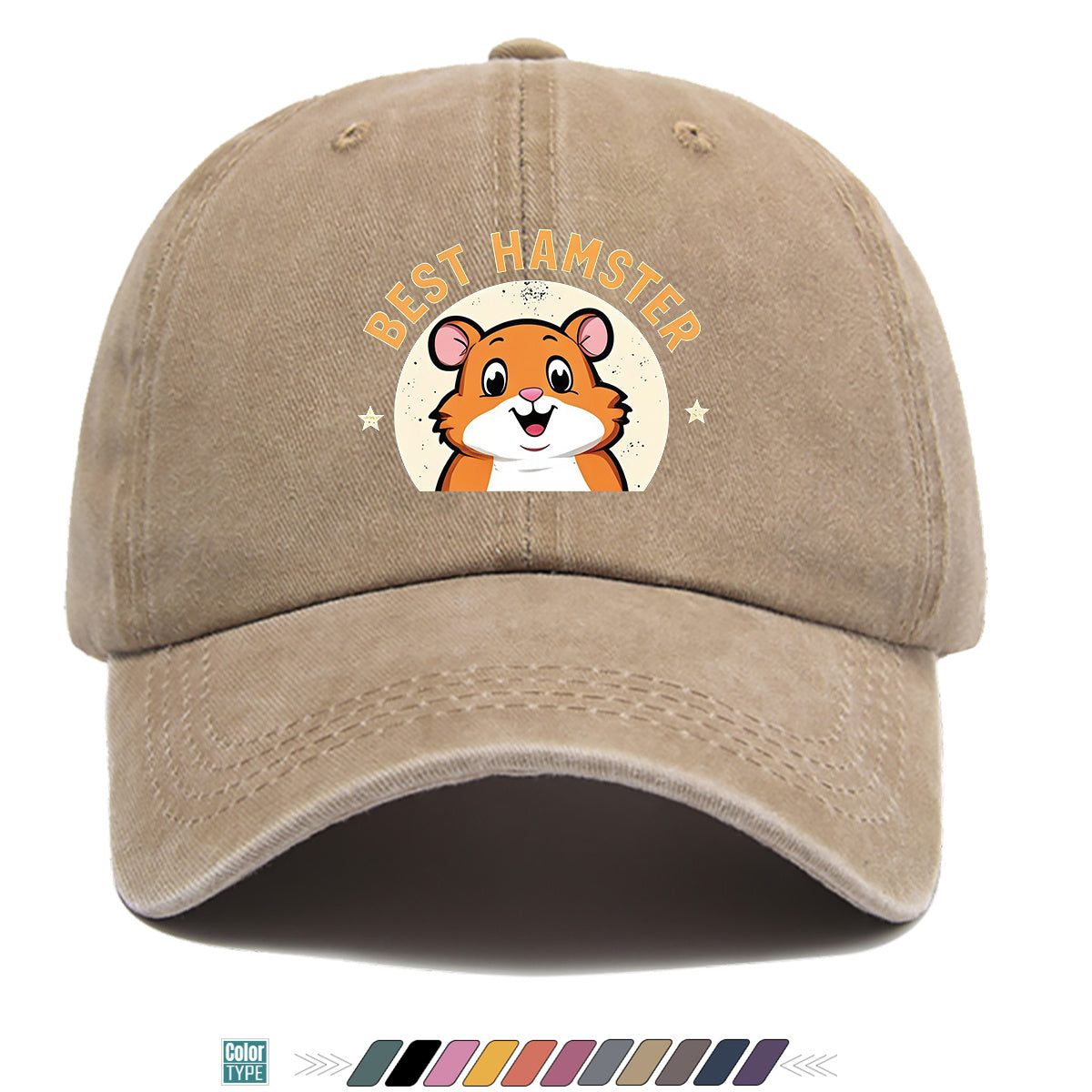 1pc "Best Hamster" Cartoon Hamster Print Baseball Cap, Cute And Playful Sun Hat, Fashionable Casual Unisex Hat, Adjustable Size, Daily Hat, Couple Outing Hat, Suitable for Park Play, Easy Dressing, Shopping, Hiking, Outdoor Picnic