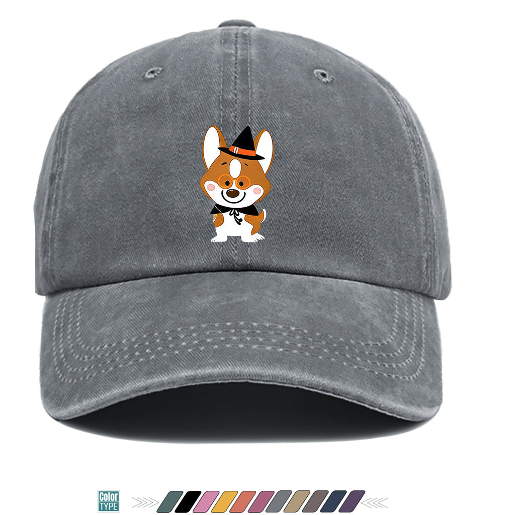 1pc Corgi Dog Cartoon Print Baseball Cap, Cute Wizard Hat with Glasses Design, Comfortable Breathable Sun Hat, Fashionable And Adorable Trendy Hat, Unisex Adjustable Size, Travel Hat, Bestie Shopping Hat, Suitable for Holiday Parties