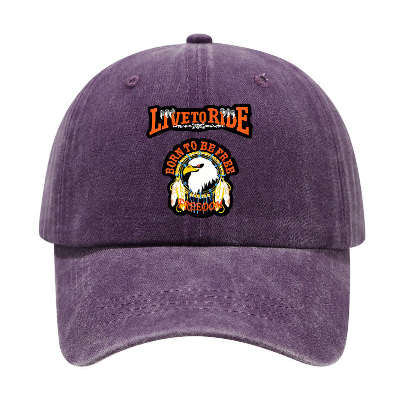 Fashionable and Versatile, This Printed Washed Distressed Soft-top Sun- Baseball Cap Is Designed for Cycling and Is Unisex