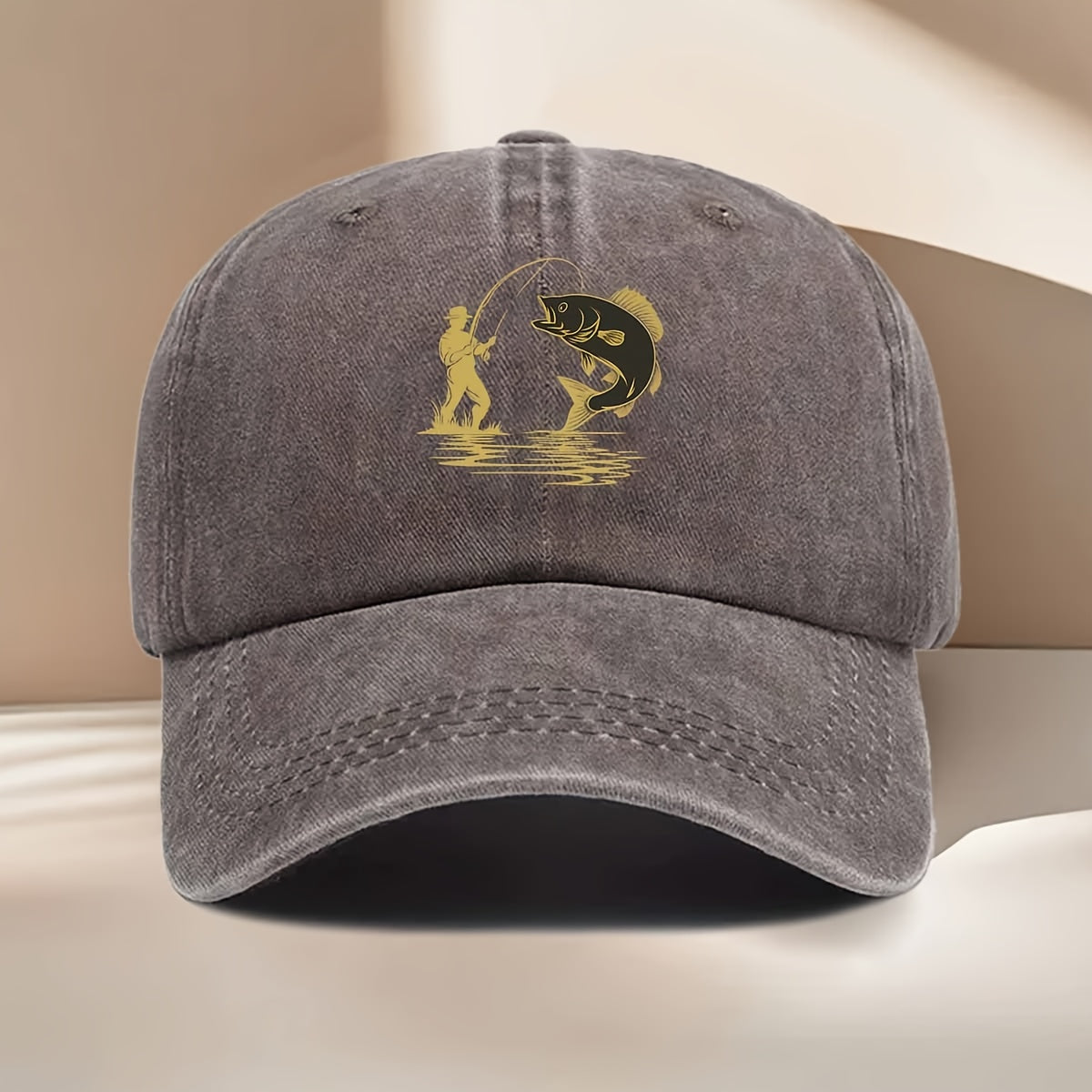 Fishing-Themed Baseball Cap with Curved Brim & Suitable for All- Wear - Sporty Outdoor Hat for Fishing Trips, Daily Use, Parties - Print, Comfortable for Casual and Formal Occasions (No Revision Request)