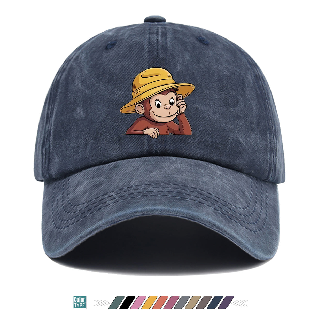 1pc 1pcs Monkey Print Baseball Cap with Straw Hat - Adjustable Snapback, Breathable Sun Hat Suitable for Outdoor, Travel, Birthday Parties, Unisex for Men & Women, for Parents, Gift, Casual Cap for Park Picnic, Festival Gift
