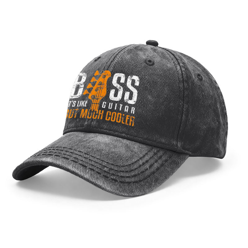 1pc Retro Distressed Unisex Baseball Caps, Bass Guitar It'S Similar to Guitar But Way Cooler Design Print, Adjustable, Ideal for Outdoor Activities And Casual Attire, Gifts for Both Men And Women, Friends