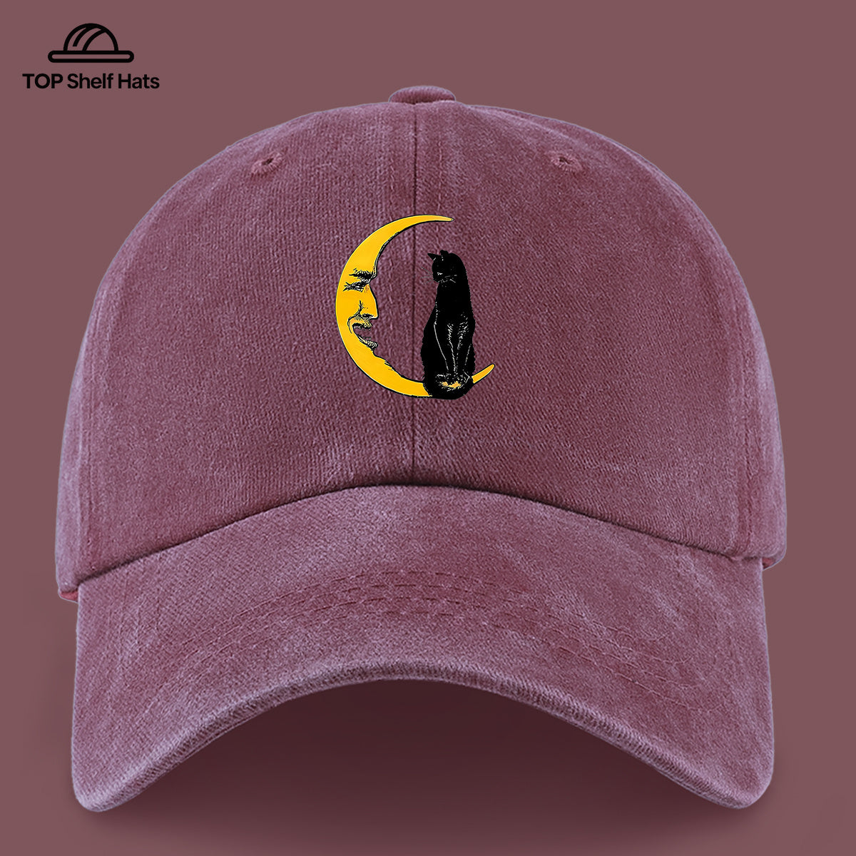 1pc Moon Cat Print Baseball Cap, Creative Illustration Sun Hat, Lightweight Comfortable Breathable Adjustable Size, Black PAPA Truck Driver Retro Dad Hat, Mom Beach Vacation Sun Hat, Youth Couple Outdoor Skate Hat