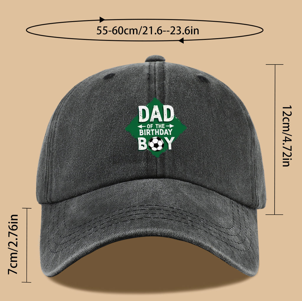 1pc Soccer Theme "DAD OF THE BIRTHDAY BOY" Print Baseball Cap Comfortable Breathable Sun Hat Fashionable Beautiful Men'S Casual Baseball Cap Adjustable Size Dad Activity Hat Outdoor Sun Visor Hat Suitable for Birthday Parties, Friend Gatherings