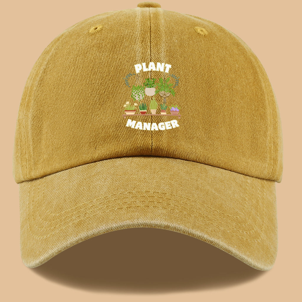 1pc "PLANT MANAGER" Plant-Themed Printed Baseball Cap, Cute Greenery Pattern Sun Hat, Fashionable Fresh Aesthetic Unisex Cap, Adjustable Size Gardening Enthusiast Essential Hat, Office Desktop Plant Lover Hat, Suitable for Outdoor Gardening