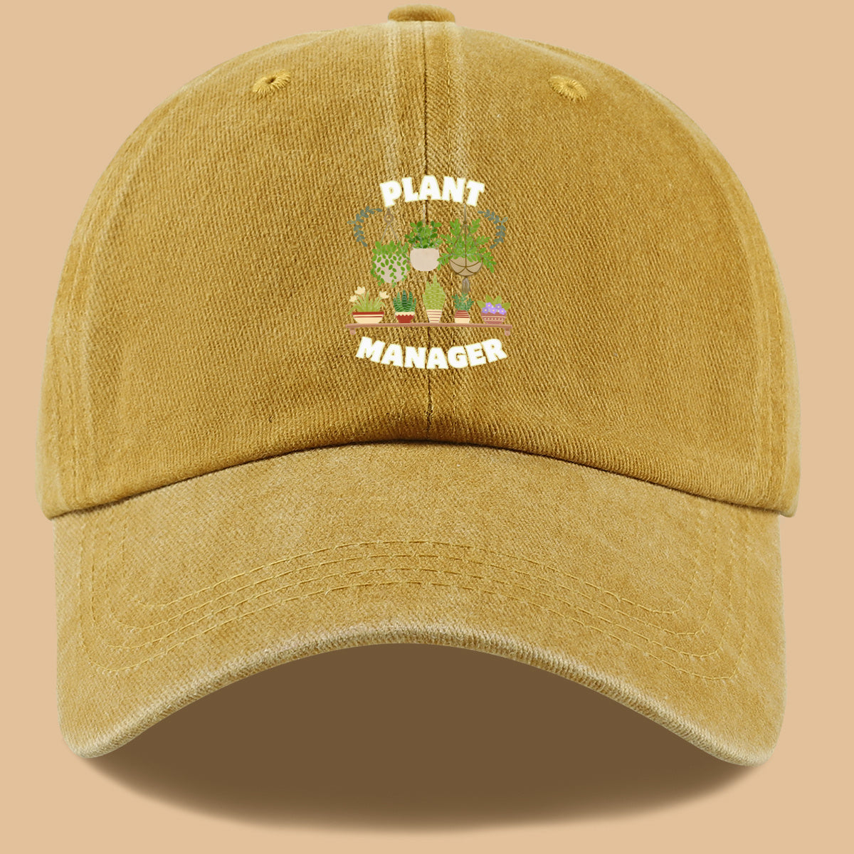 1pc "PLANT MANAGER" Plant-Themed Printed Baseball Cap, Cute Greenery Pattern Sun Hat, Fashionable Fresh Aesthetic Unisex Cap, Adjustable Size Gardening Enthusiast Essential Hat, Office Desktop Plant Lover Hat, Suitable for Outdoor Gardening