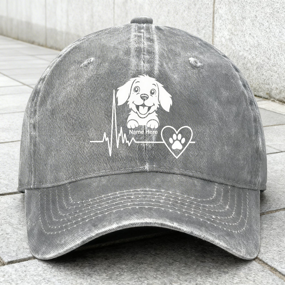White Puppy Head Cartoon Print Women's Vintage Floral Print Hat, Retro Dad Hat for Both Men and Women, Vintage Foreign Trade Baseball Cap, New Soft-top Outdoor Driving Cap