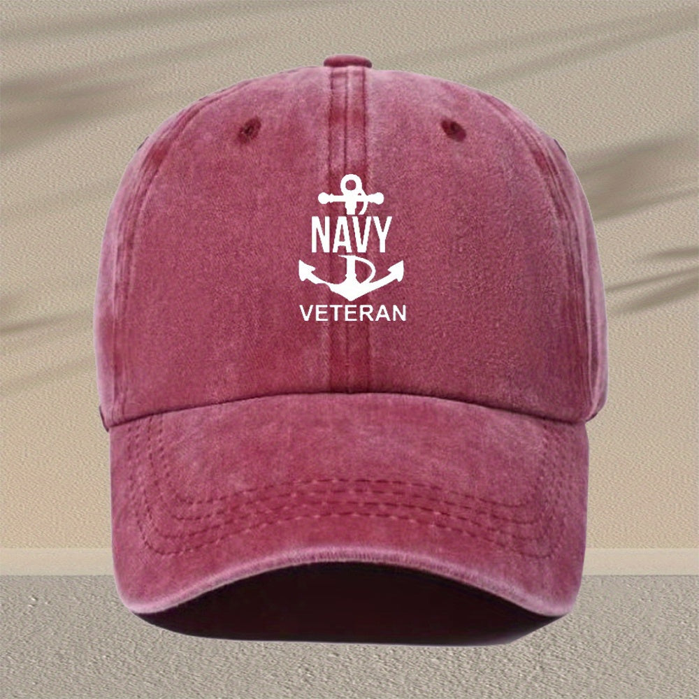 Fashionable Anchor Print Men'S Washed Baseball Cap, Adjustable Distressed Casual Hat for Men, Suitable for Travel And Outdoor Sports, Versatile for Everyday Style, Men'S Fashion Hat with Various Styles to Choose From, an Excellent Gift Option