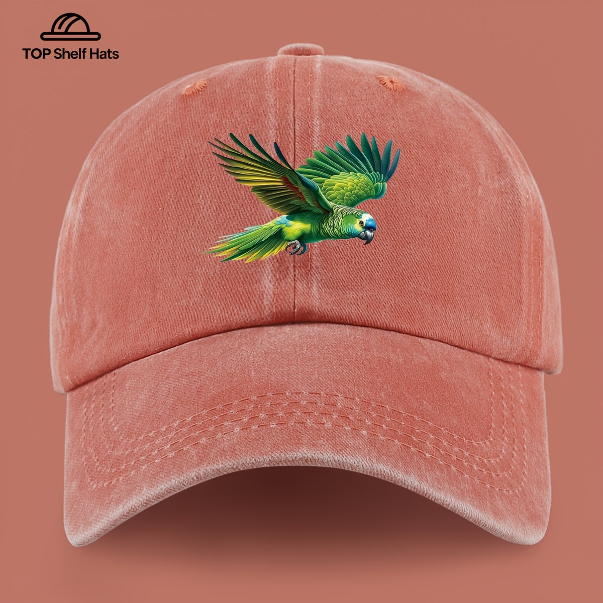 1pc Fashionable Trendy Green Parrot Pattern Design Printed Baseball Cap, Lightweight Comfortable Breathable Adjustable Size, Black PAPA Truck Driver Retro Dad Hat, Mom Beach Vacation Sun Hat, Youth Couple Outdoor Skate Cap