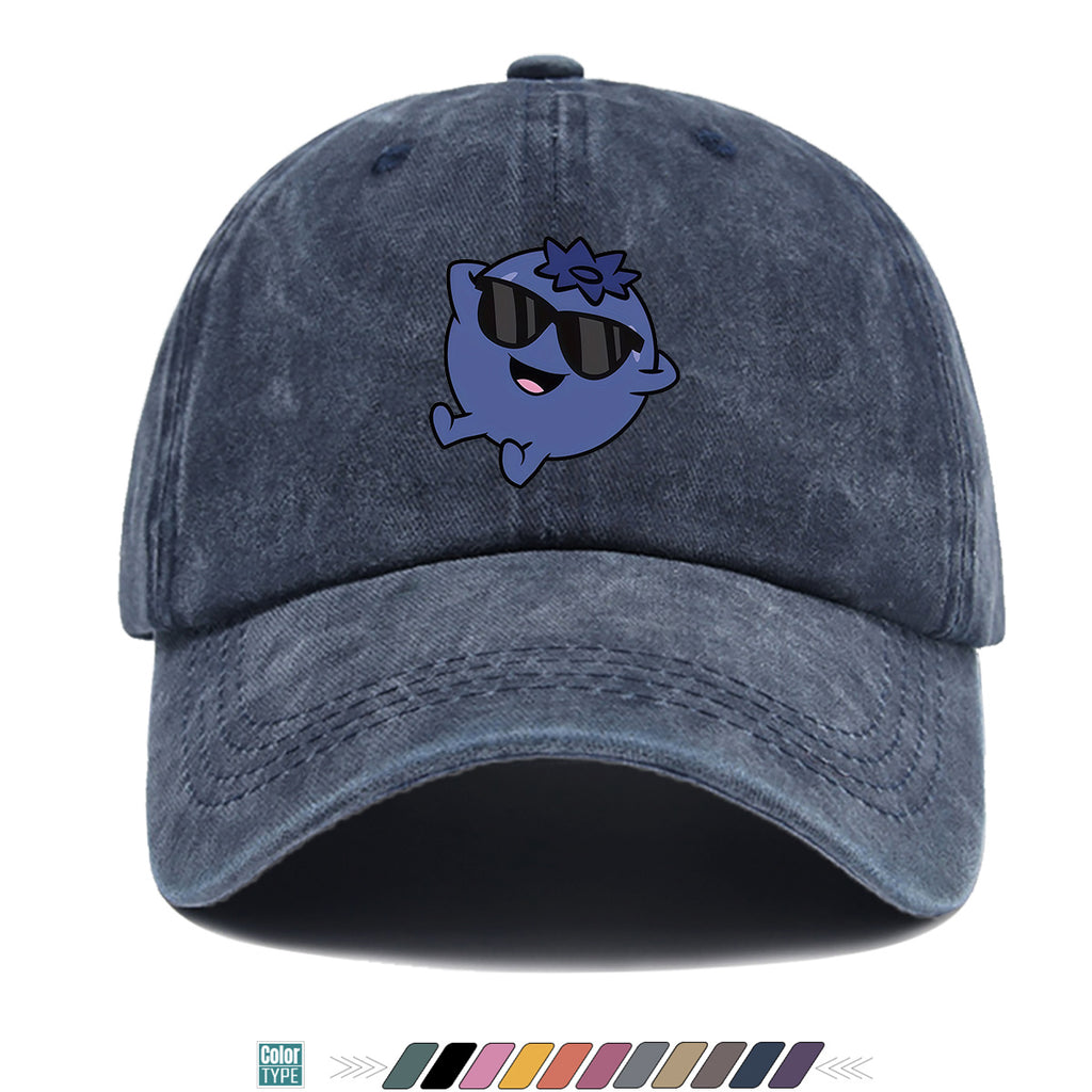 1pc Cartoon Blueberry Pattern Baseball Cap, Fun Sunglasses Flower Decoration, Comfortable And Breathable Sun Hat, Fashionable Cute Unisex Adjustable Dad Hat, Outing Hat, Best Friend Shopping Hat, Suitable for Picnics, Amusement Parks, Hiking