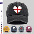 1pc of Vintage Distressed Adjustable Sports Cap, Washed and Distressed with an English Flag and Heart Pattern Print, Outdoor Casual Cap, Fashionable Printed Breathable Baseball Cap, a Must-have Fashion Item, Ideal for Outdoor Sports and Travel Ca