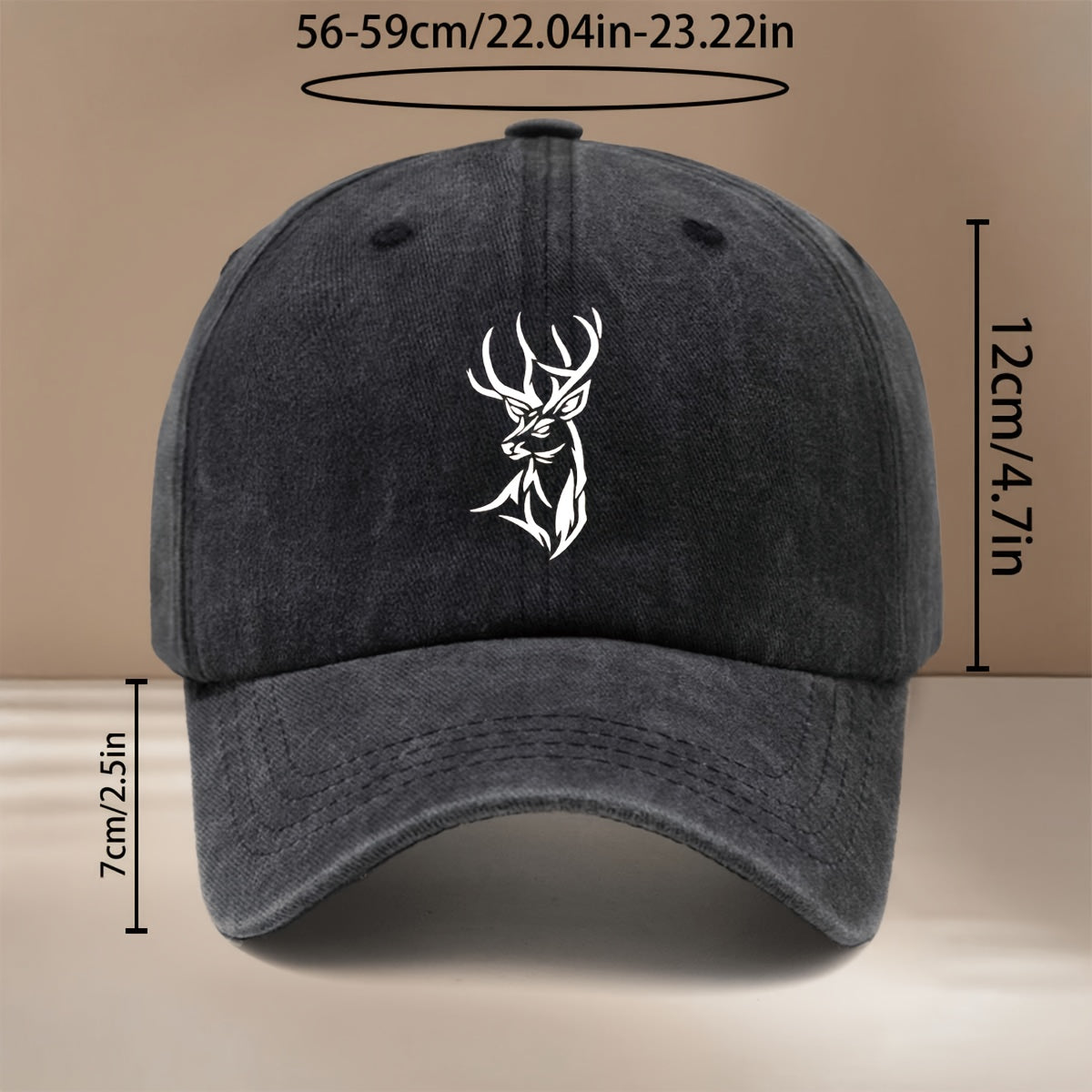 Baseball Cap with Deer Head Line Illustration Pattern, Comfortable And Lightweight, Curved Brim Makes Face Look Smaller, Hip-Hop Hat for Men And Women, Duck Tongue Hat, Suitable for Vacation Travel, Dinner Parties, Camping