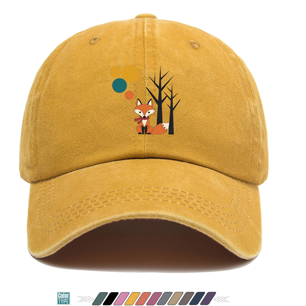 1pc Cartoon Fox Wearing Red Scarf Print Baseball Cap Colorful Geometric Background Sun Hat Fashionable And Beautiful Unisex Duck Tongue Cap Adjustable Size Casual Travel Hat Street Trendsetter Essential Suitable for Daily Wear, Shopping, Travel