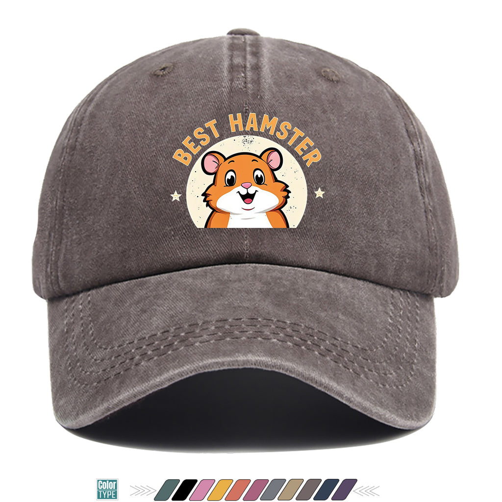 1pc "Best Hamster" Cartoon Hamster Print Baseball Cap, Cute And Playful Sun Hat, Fashionable Casual Unisex Hat, Adjustable Size, Daily Hat, Couple Outing Hat, Suitable for Park Play, Easy Dressing, Shopping, Hiking, Outdoor Picnic