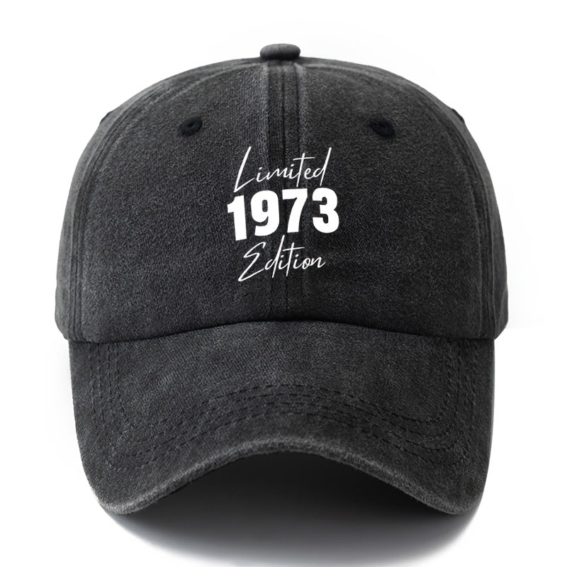 A Unisex Fashion All-Match Printed 1973 Baseball Cap, Classic Retro Washed Outdoor Lightweight Curved Brim Hat, Trucker Baseball Cap, Suitable for Outdoor Vacation Travel Camping And Other Leisure Occasions, Holiday Party Hip-Hop Hat