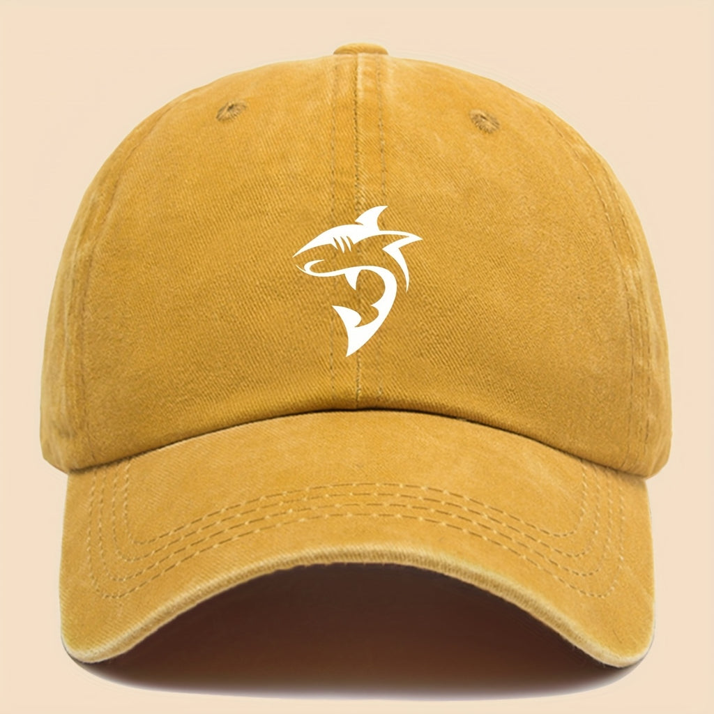 1 Unisex Ocean Theme Baseball Cap with White Shark Graphic Print - Breathable Adjustable Dad Hat for Skateboarding, Hiking, Fishing | Fashion Couple Outdoor Additions, Perfect Gift for Birthdays, Christmas, Halloween, Thanksgiving (Black)