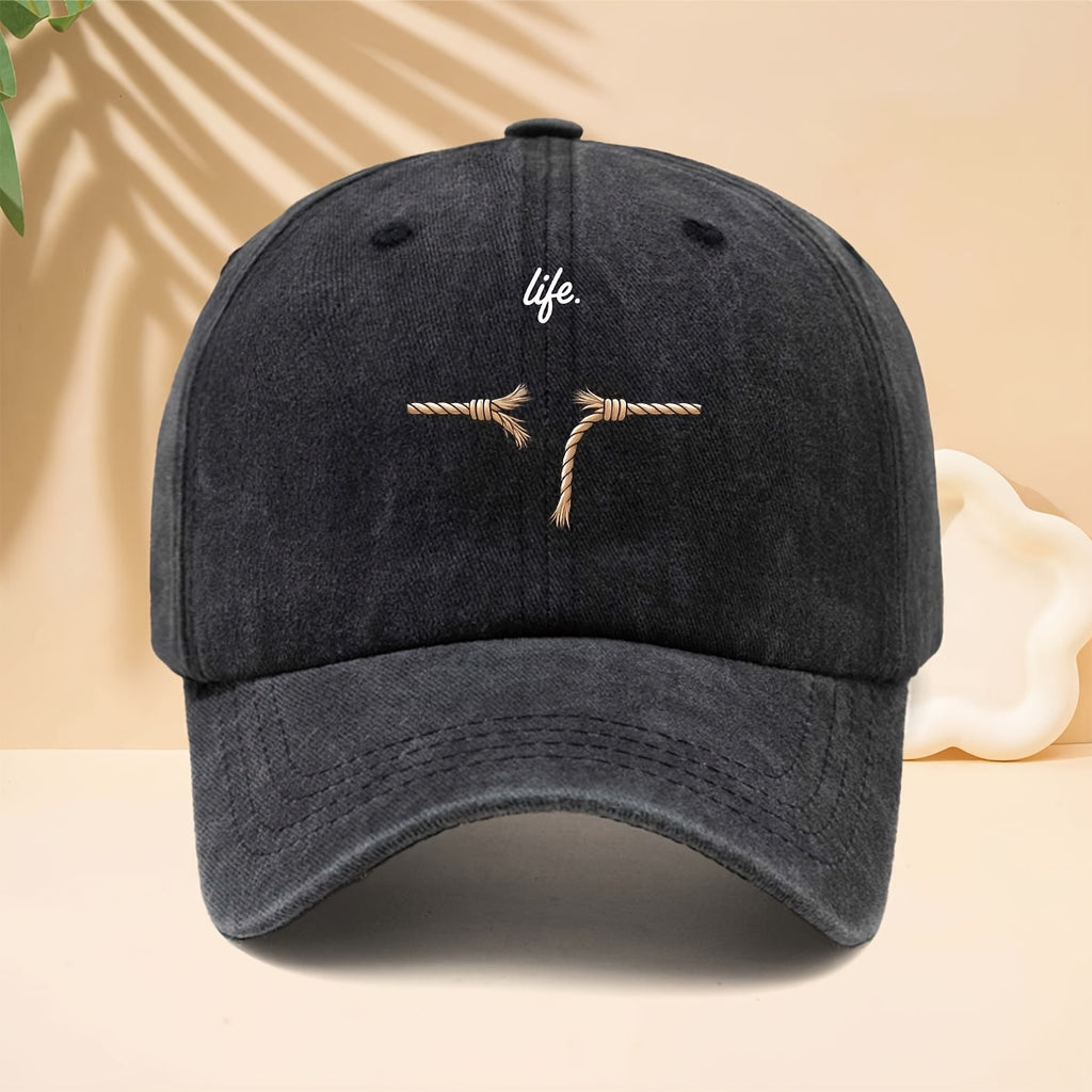 Men' & Women' Adjustable Snapback Cap with Life Knot - Modern Minimalist Curved Brim Trucker Hat, Soft Top Suitable for Walking, Parties, Travel, Casual Wear - Unisex for All- Outdoor, Hip-Hop, and Daily Use (Neutral Style)