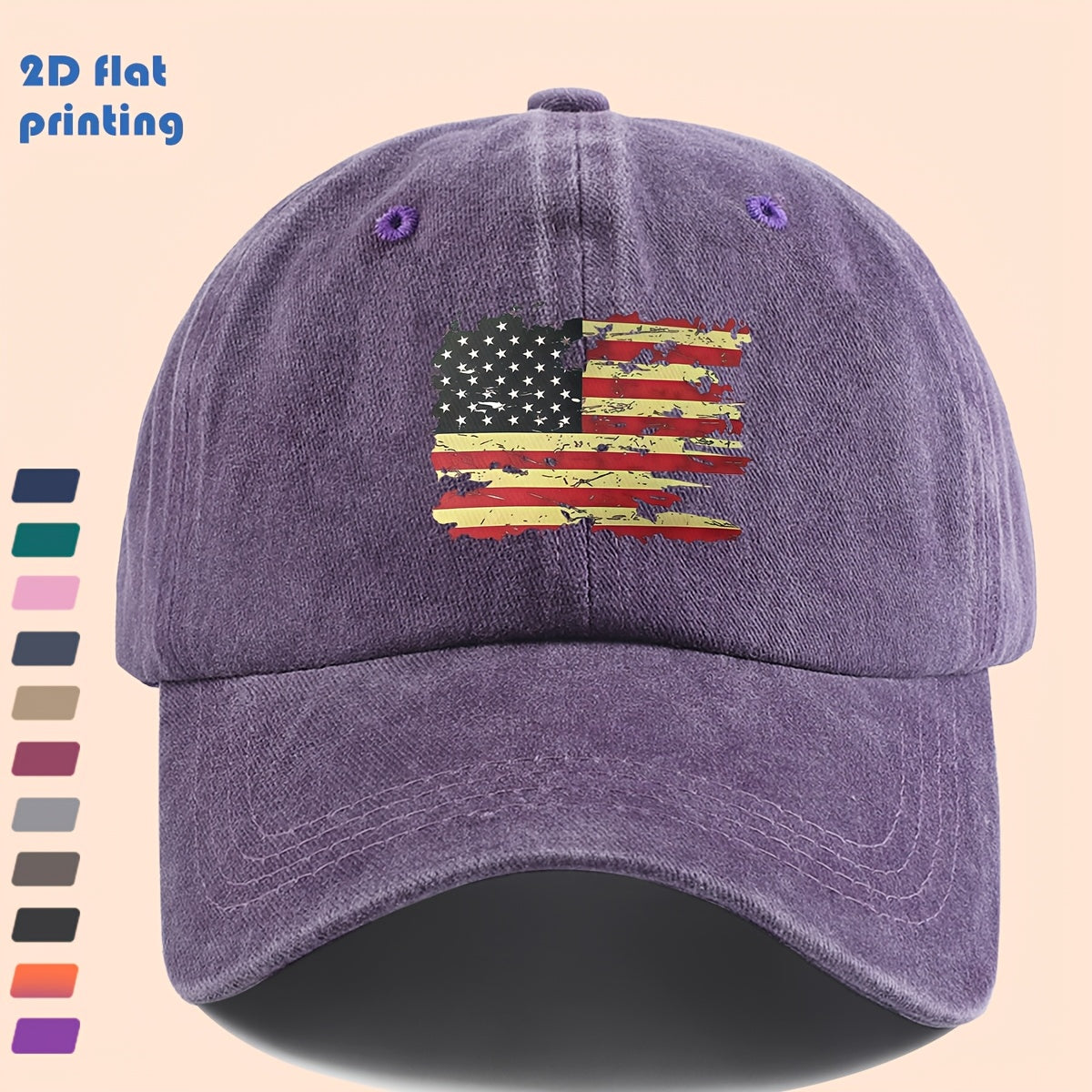 Distressed-Cut USA Flag Baseball Cap with Star-And-Striped Print, Suitable for Daily Wear, Stylish And Trendy Decorative Sun Hat, Comfortable And Lightweight Trucker Sun Hat, Adjustable Strap Dad Hat, Perfect for Street Casual Wear