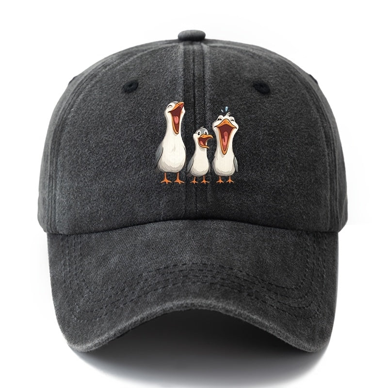 Unisex Fashionable And Versatile Printed Cartoon White Stork Baseball Cap, Classic Vintage Washed Outdoor Lightweight Curved-Brim Hat, Trucker Baseball Cap, Suitable for Outdoor Vacations, Travel, Camping, And Other Casual Occasions, Holiday Party