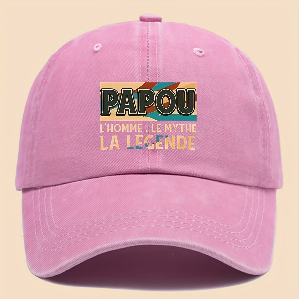 1pc PAPOU Vintage Trucker Hat - Adjustable Unisex Baseball Cap with Papa Print, Soft Lightweight Breathable Suitable for Outdoor Fishing, Hiking, Hunting, Casual Wear, Suitable for Dad, Mom, Youth, for Sports Gifts for Men & Women