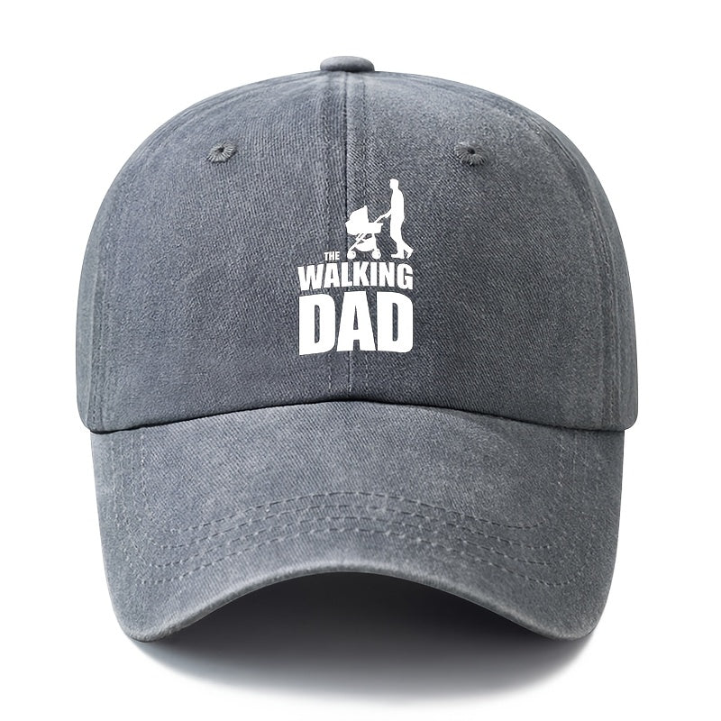 Unisex Fashion Versatile Printed WALKING DAD Baseball Cap, Classic Retro Washed Outdoor Lightweight Curved Brim Hat, Trucker Cap, Suitable for Outdoor Vacation Travel Camping And Casual Occasions, Holiday Party Hip-Hop Hat