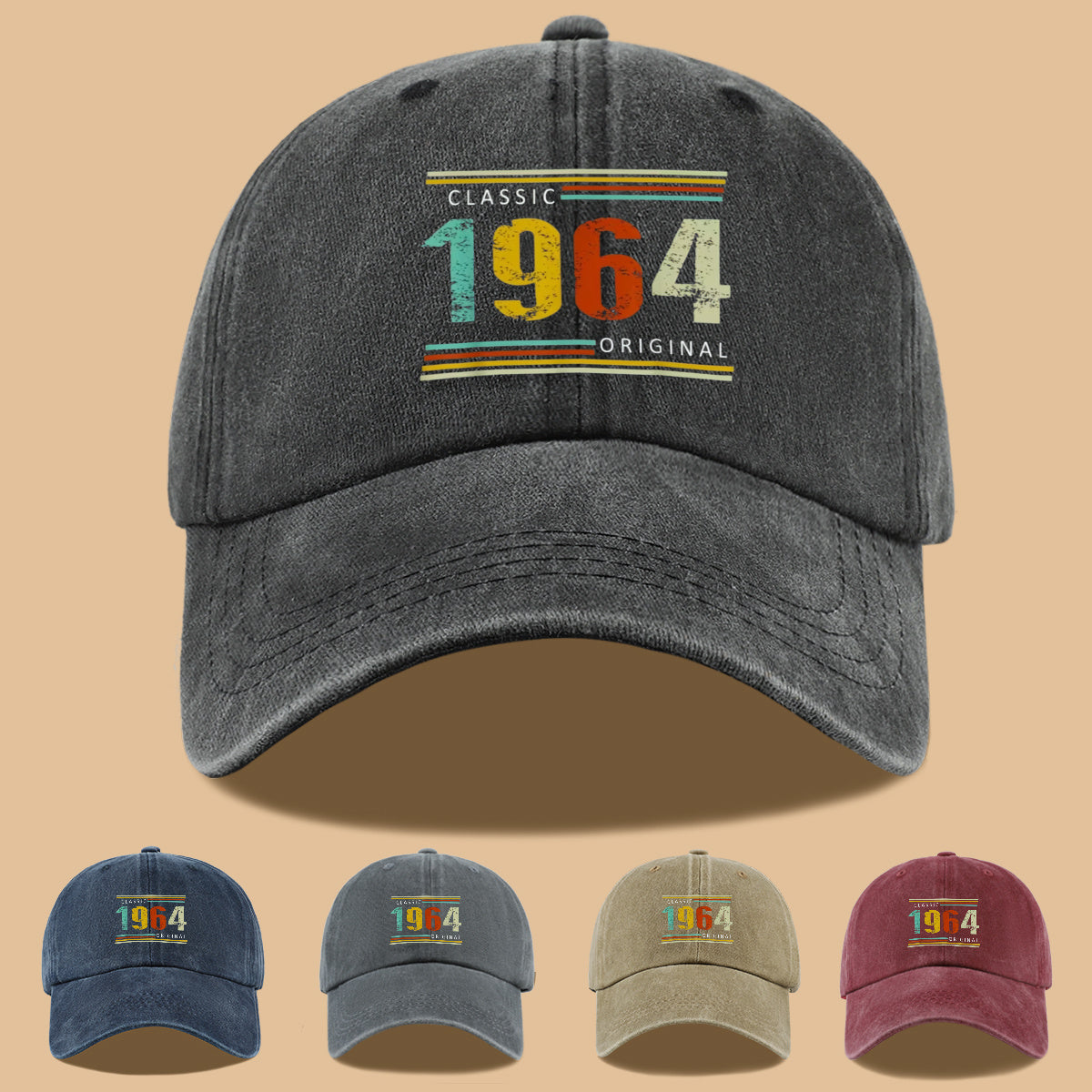 1pc 1964 Original Vintage Print Baseball Cap Suitable for Men & Women, Adjustable Duckbill Hat with Retro, Unisex Outdoor Sun Hat for Sports, Travel, Parties, Camping - Nostalgic, Holidays, Streetwear Fashion