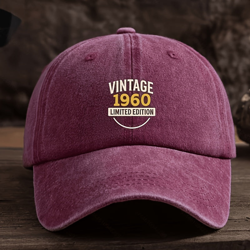 Men' Vintage 1960 Limited Edition Baseball Cap - Adjustable Snapback, Breathable Textile Fabric Hat Suitable for Outdoor & Casual Wear, Durable Retro Headgear with Cap, Hand Washable (Not Dry)