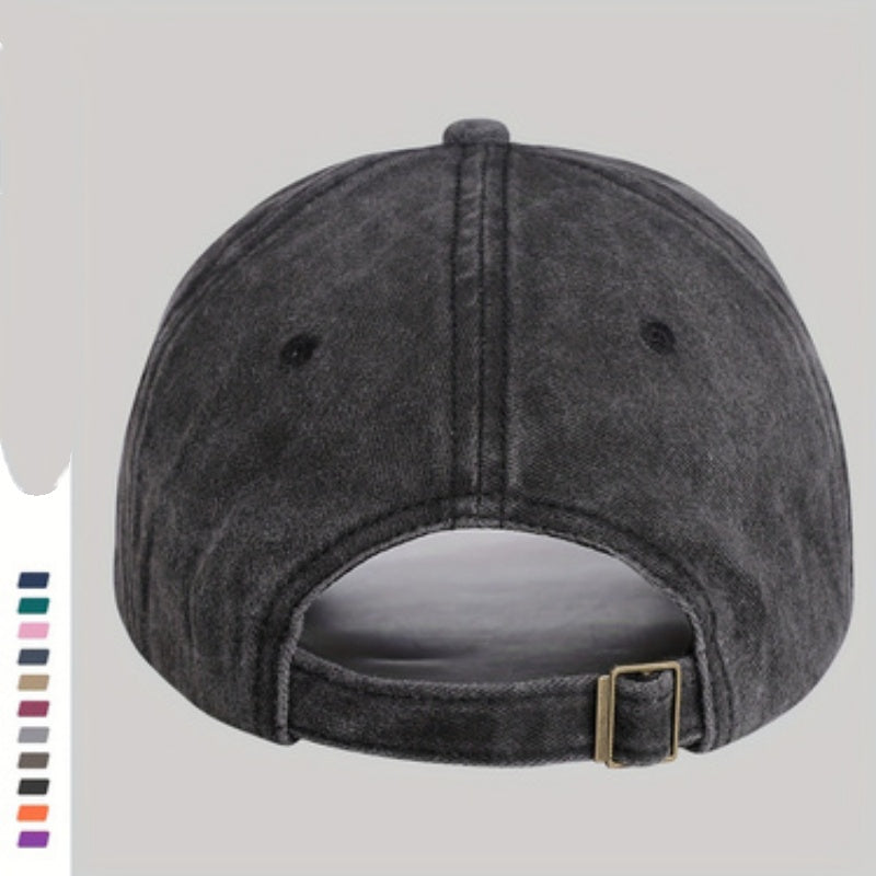 1 Washed Distressed Print Baseball Cap for Adults, Simple Letter 1853 Print Washed Distressed Soft Top Baseball Cap for Men and Women, Versatile Outdoor Sun Baseball Cap