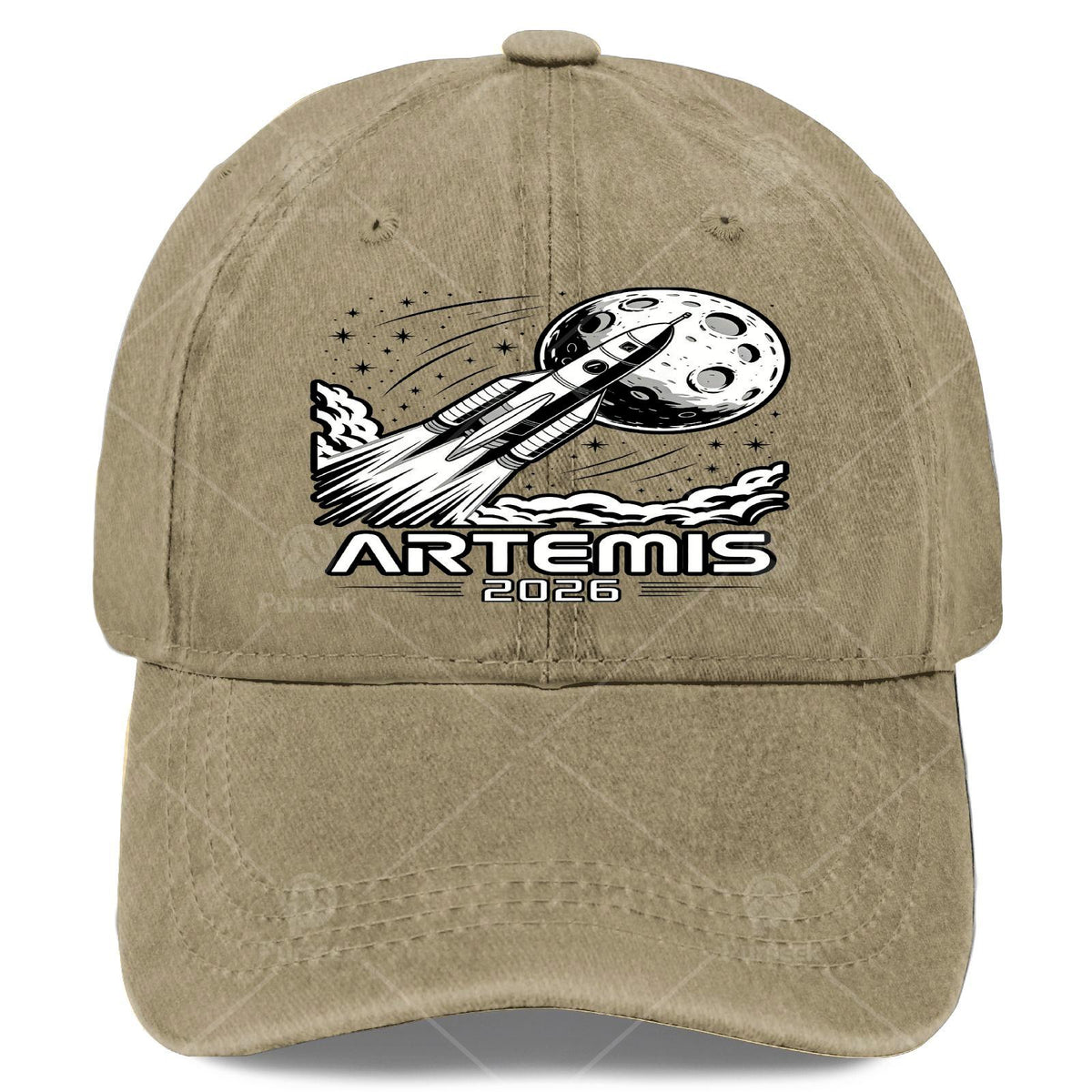 Artemis Launch to The Moon Retro Washed Distressed Baseball Cap - Unisex Full-Body Print with Artemis & Space, Lightweight Round Top Suitable for Christmas, 4th of, Events, Casual Wear, Hand Washable Vintage Hat