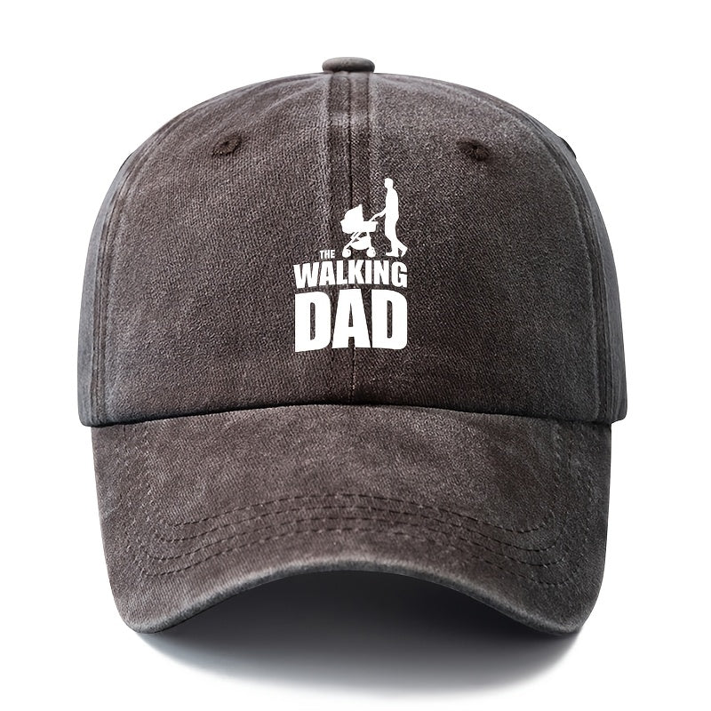 Unisex Fashion Versatile Printed WALKING DAD Baseball Cap, Classic Retro Washed Outdoor Lightweight Curved Brim Hat, Trucker Cap, Suitable for Outdoor Vacation Travel Camping And Casual Occasions, Holiday Party Hip-Hop Hat