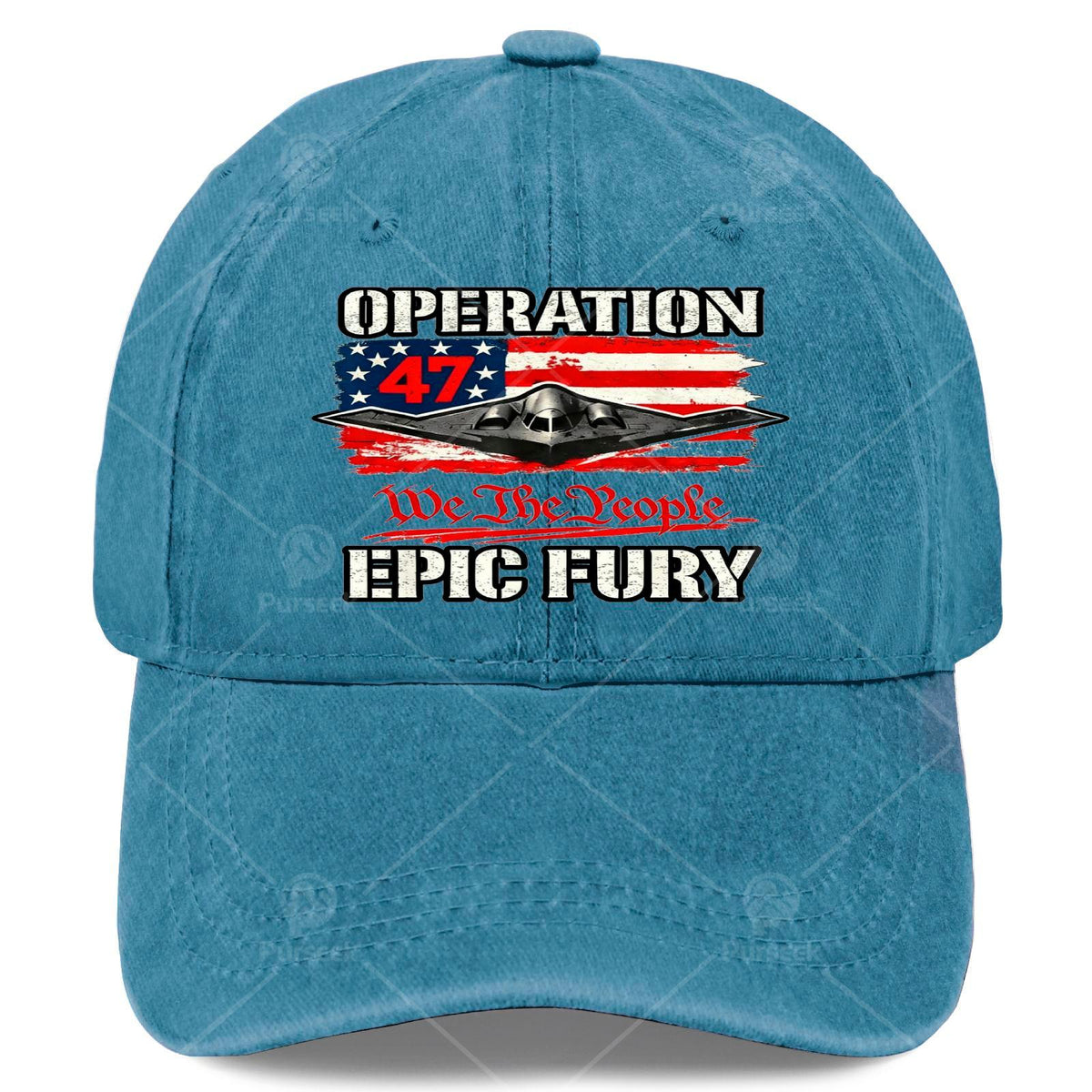 Unisex Vintage Washed Baseball Featuring The American Flag And Epic Fury Designs
