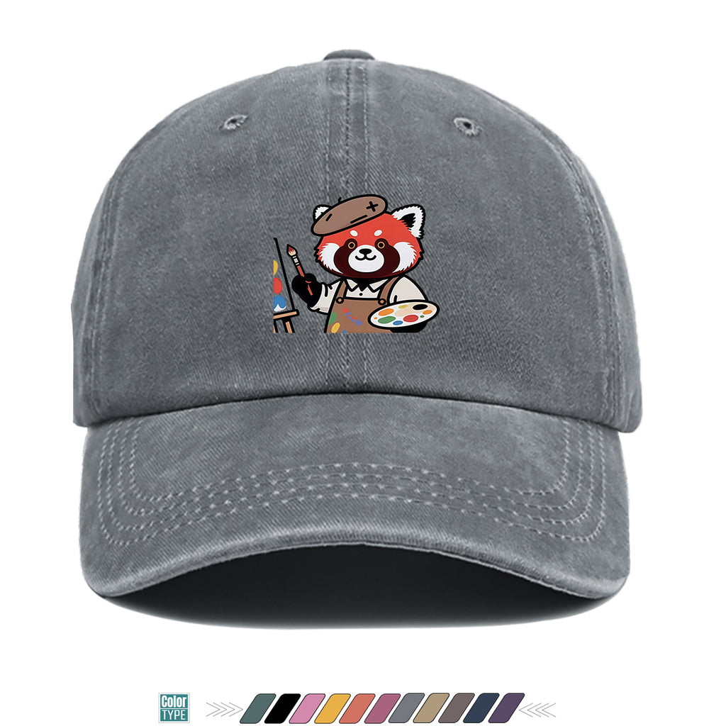 1pc Little Panda Painter Cap - Cute Panda & Brush Print Baseball Hat, Adjustable Duckbill Suitable for Outdoor Sketching, Museum Visits, Travel - Unisex for Men & Women, Creative Gift for Artists,, Birthday Present