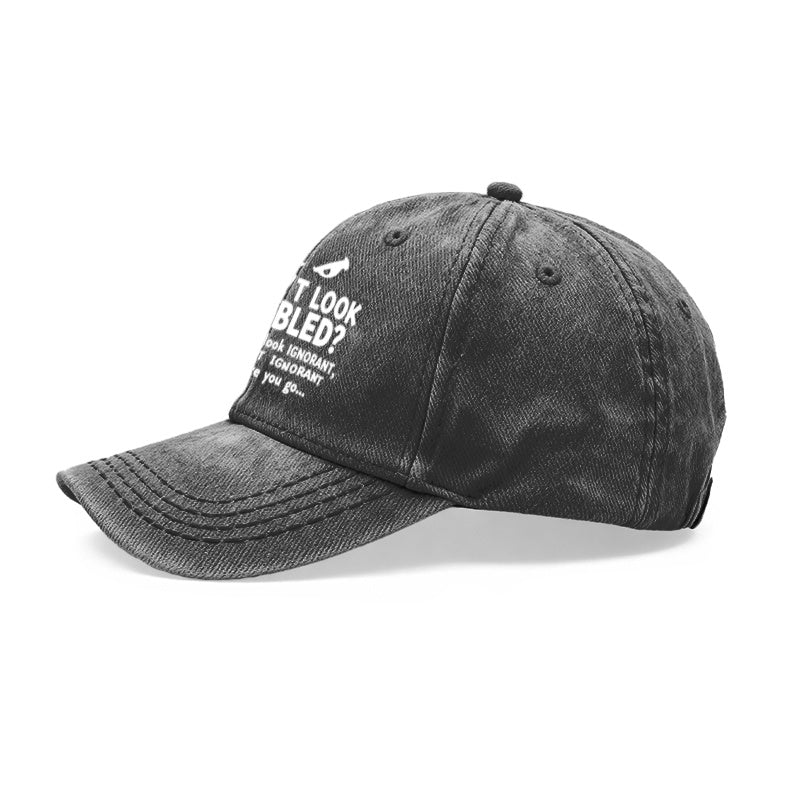 1pc Vintage Washed Unisex Baseball with Slogan Print "I Don't Look Disabled? You Don't Look Ignorant..." Adjustable Hat Suitable for Outdoor, Casual Wear, Gifts for Men& Women, Year-Round for and Daily Use