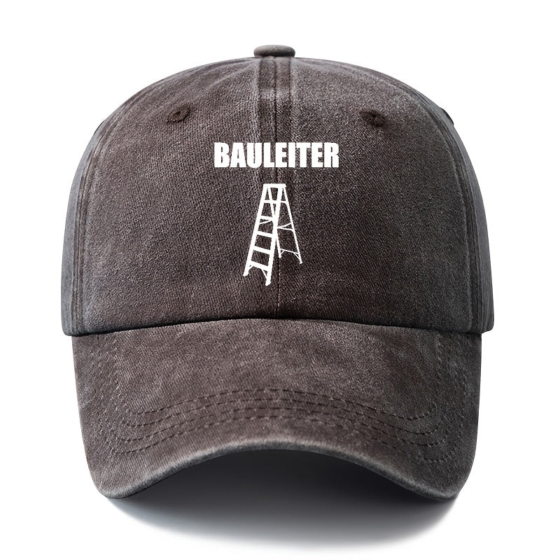 Unisex Fashion All-Match Printed BAULEITER Baseball Cap, Classic Vintage Washed Outdoor Lightweight Curved Brim Hat, Trucker Cap, Suitable for Outdoor Vacation Travel Camping And Casual Occasions, Holiday Party Hip-Hop Hat